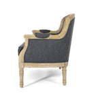 Charcoal Wood Loveseat Sofa with Rubber Wood Frame