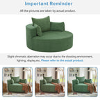 Chenille Accent Barrel Chair Lounge Chair, Round Sofa Chair Armchair with 360-Degree Swivel Base and 3 Removable Pillows