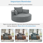 Chenille Accent Barrel Chair Lounge Chair, Round Sofa Chair Armchair with 360-Degree Swivel Base and 3 Removable Pillows