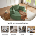 Chenille Accent Barrel Chair Lounge Chair, Round Sofa Chair Armchair with 360-Degree Swivel Base and 3 Removable Pillows