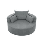 Chenille Accent Barrel Chair Lounge Chair, Round Sofa Chair Armchair with 360-Degree Swivel Base and 3 Removable Pillows