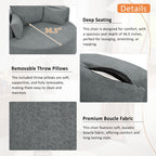 Chenille Accent Barrel Chair Lounge Chair, Round Sofa Chair Armchair with 360-Degree Swivel Base and 3 Removable Pillows