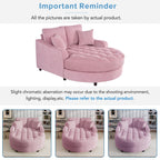 Chenille Chaise Lounge Sofa Bed, Upholstered Sofa Couch with Tufted Backrest and 2 Detachable Pillows for Living Room