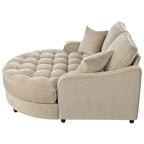 Chenille Chaise Lounge Sofa Bed, Upholstered Sofa Couch with Tufted Backrest and 2 Detachable Pillows for Living Room
