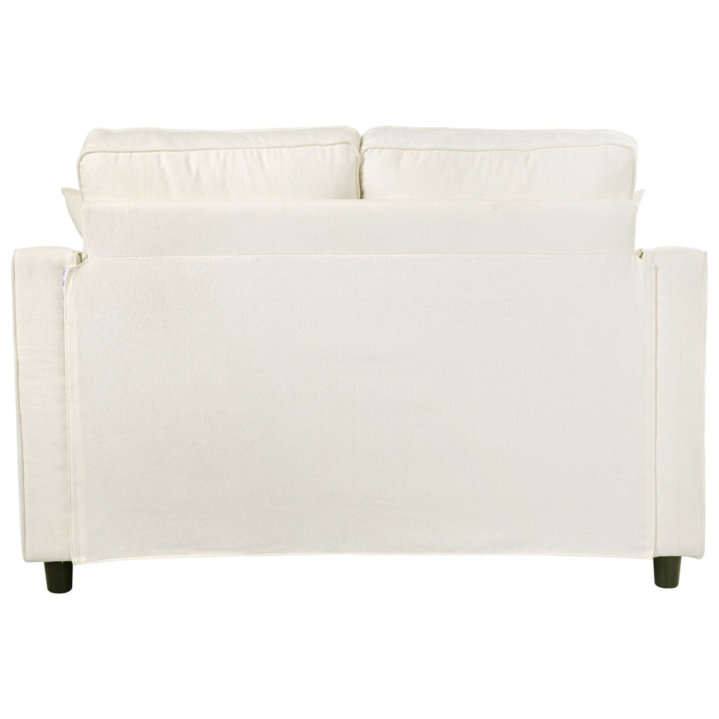 Chenille Chaise Lounge Sofa Bed, Upholstered Sofa Couch with Tufted Backrest and 2 Detachable Pillows for Living Room