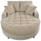 Chenille Chaise Lounge Sofa Bed, Upholstered Sofa Couch with Tufted Backrest and 2 Detachable Pillows for Living Room