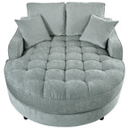 Chenille Chaise Lounge Sofa Bed, Upholstered Sofa Couch with Tufted Backrest and 2 Detachable Pillows for Living Room