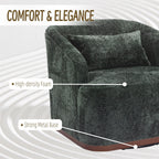 Chenille Swivel Barrel Chair, 360-Degree Comfy Accent Sofa for Living Room, Bedroom, and Study with Removable Cushion