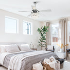 Chrome/ Crystal 4-light Chandelier/ Ceiling Fan with Remote