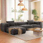 Cloud Modular Sofa Sectional 144 with Ottoman - Plush Chenille Fabric Living Room Couch