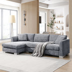 Cloud Sectional Sofa,L-Shaped Luxury Couch Set With 2 Free Pillows,4-Seat Chenille Indoor Furniture With Oversized Chaise