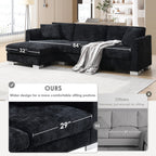 Cloud Sectional Sofa,L-Shaped Luxury Couch Set With 2 Free Pillows,4-Seat Chenille Indoor Furniture With Oversized Chaise