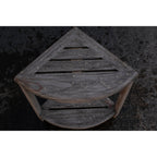 CoastalVogue, Teak Corner Shower Shelf, Shower Stool for Shaving Legs, Shower Foot Stool, Teak Shower Stool, Corner Shower Stool