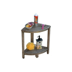 CoastalVogue, Teak Corner Shower Shelf, Shower Stool for Shaving Legs, Shower Foot Stool, Teak Shower Stool, Corner Shower Stool
