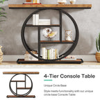 Console Table for Entryway, Industrial 4-Tier Sofa Table Behind Couch