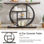 Console Table for Entryway, Industrial 4-Tier Sofa Table Behind Couch
