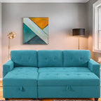 Convertible Reversible Sectional Sofa with Pull-Out Sleeper Bed, Hidden Storage Chaise, and Durable Legs