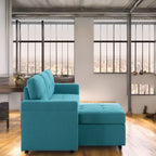 Convertible Reversible Sectional Sofa with Pull-Out Sleeper Bed, Hidden Storage Chaise, and Durable Legs