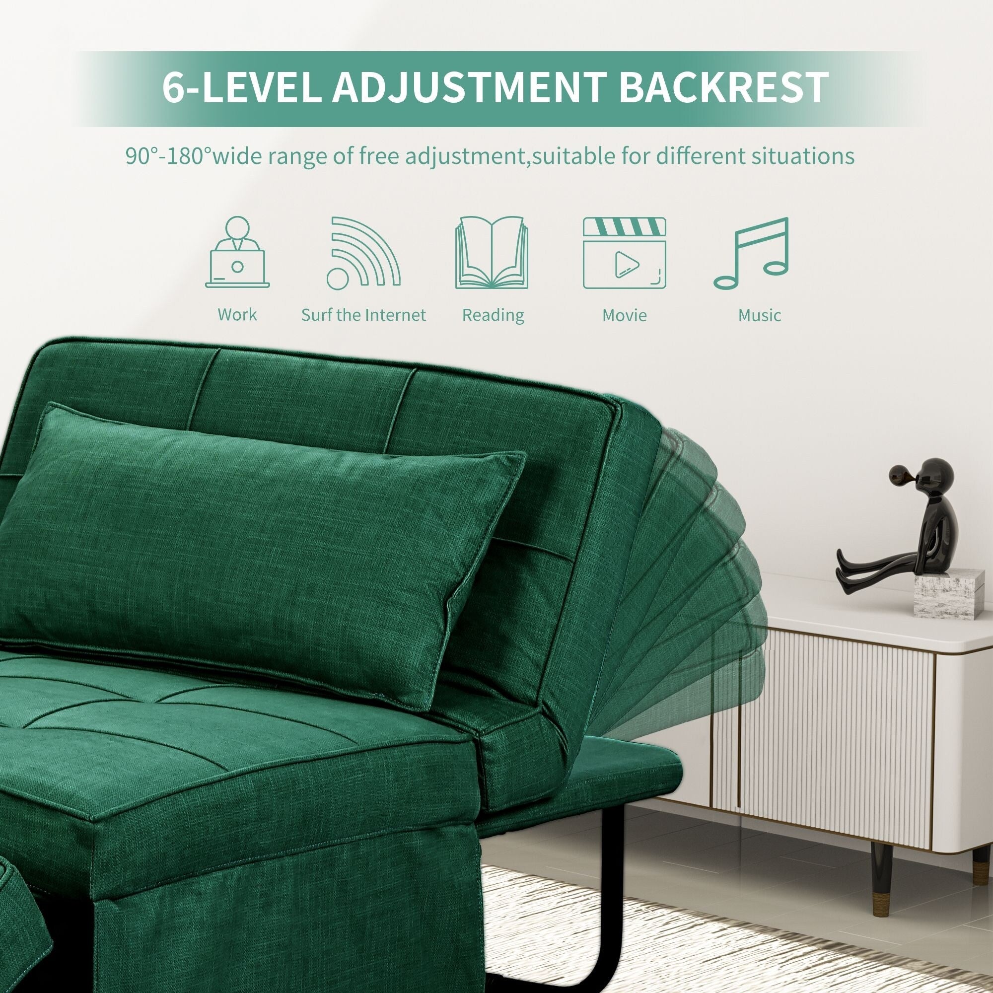 Convertible Sofa Bed Sleeper Sofa Chair Couch Folding Ottoman Recliner Chairs for Living Room