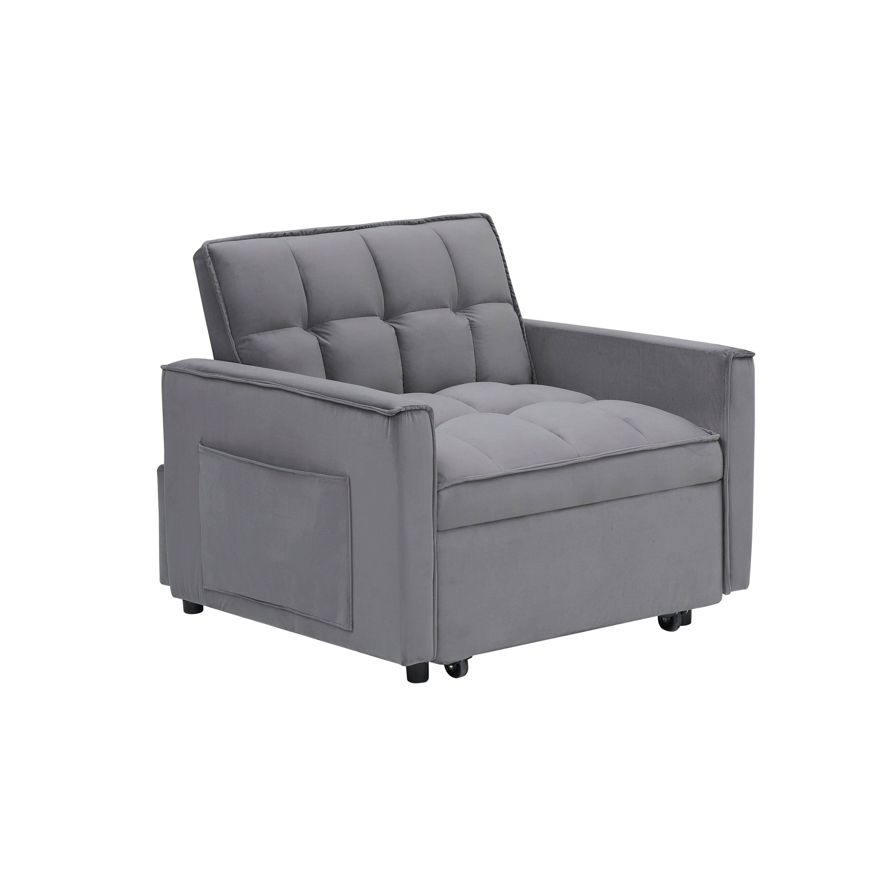 Convertible Sofa Bed with Adjustable Back and Wheel