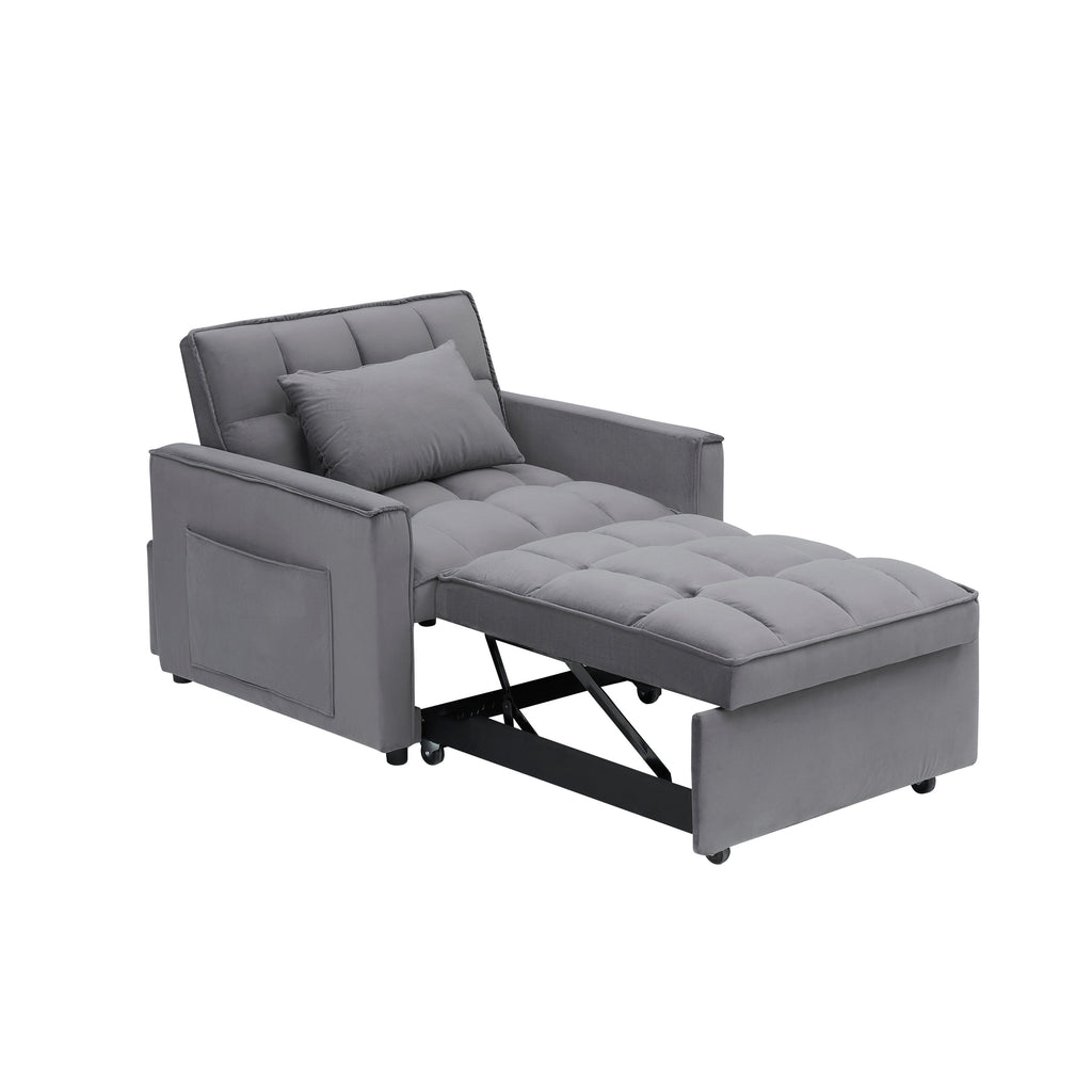 Convertible Sofa Bed with Adjustable Back and Wheel