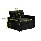 Convertible Sofa Bed with Adjustable Back and Wheel