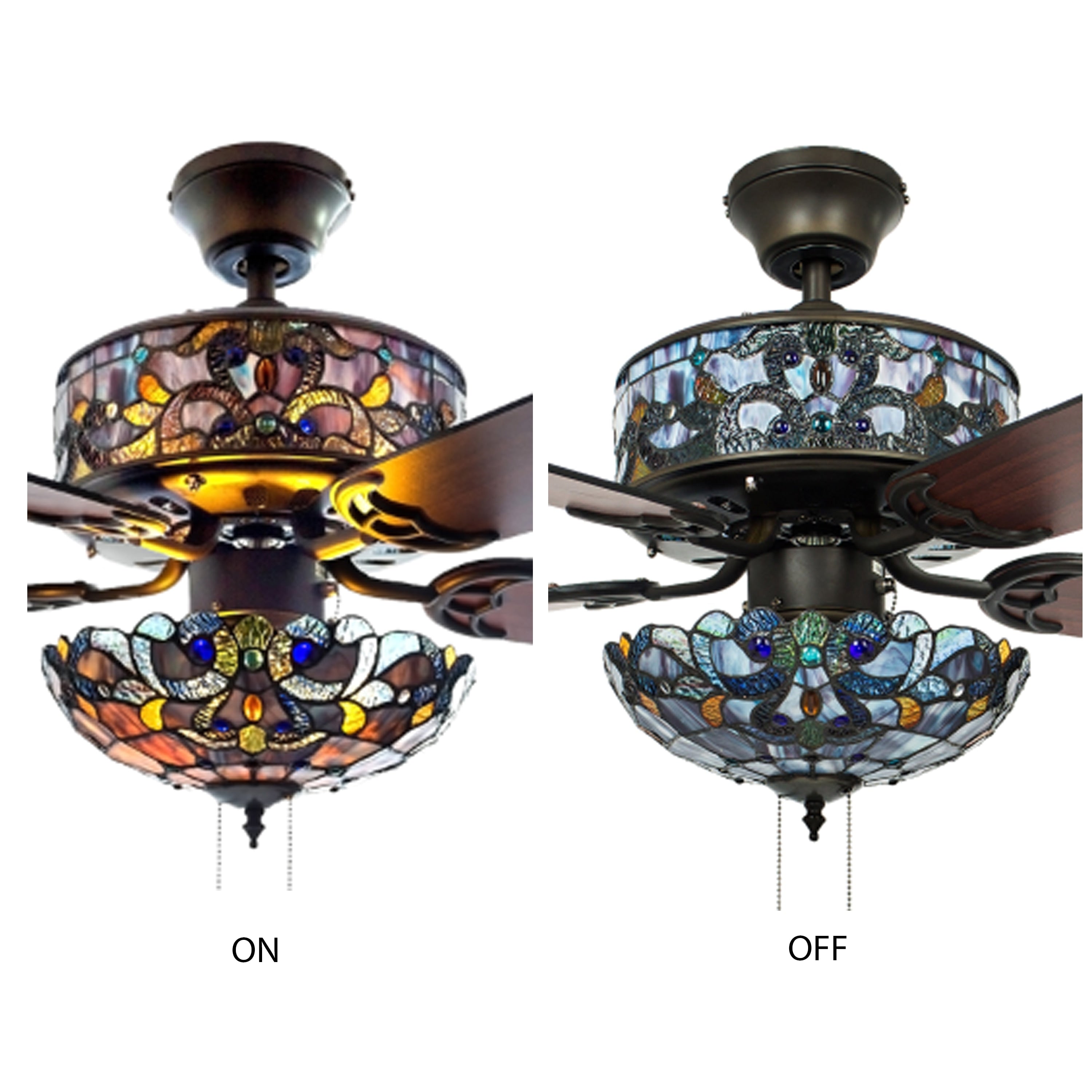 Copper Grove Guasipati 52-inch Tiffany-style Magna Carta Ceiling Fan - 52L x 52W x 16.5