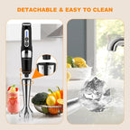 Cordless Hand Blender: 4-in-1 USB Rechargeable Immersion Blender, 21 Variable Speeds & 3-Angle Adjustable with 700ml Chopper