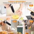 Cordless Hand Blender: 4-in-1 USB Rechargeable Immersion Blender, 21 Variable Speeds & 3-Angle Adjustable with 700ml Chopper
