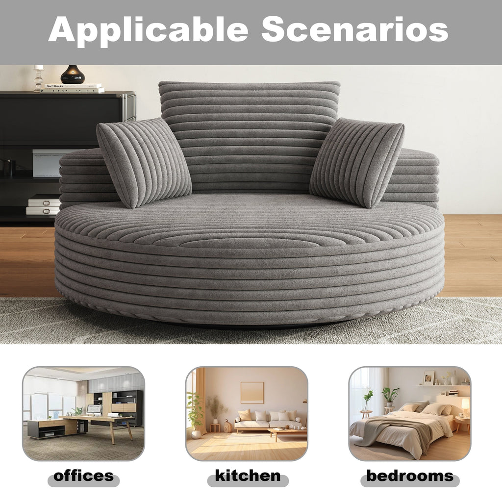 Corduroy Chenille Foam Single Swivel Chair