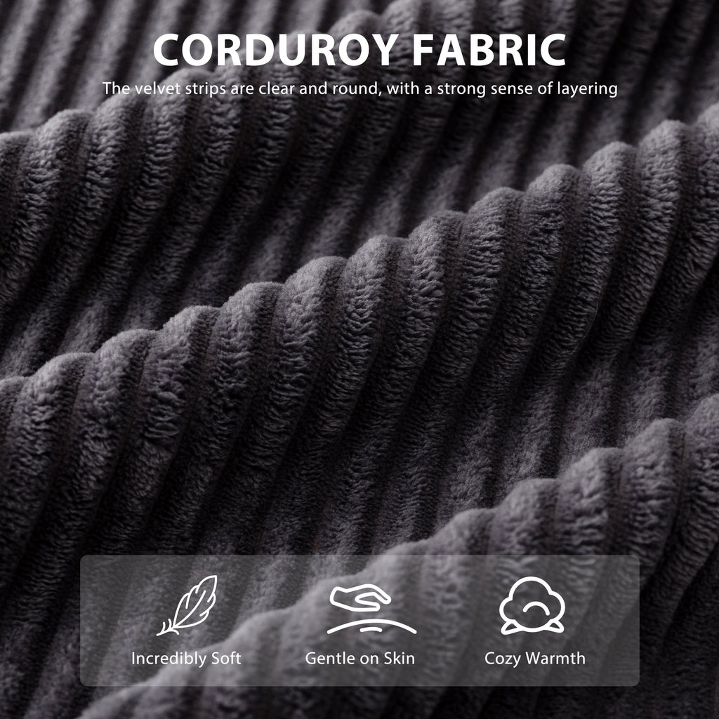 Corduroy Upholstered Memory Foam Sofa With Ottoman Upholstered Bean Bag Couch - 48.4Lx67.7Wx24.4H