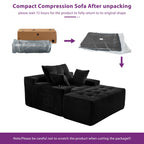 Corduroy Upholstered Memory Foam Sofa With Ottoman Upholstered Bean Bag Couch - 48.4Lx67.7Wx24.4H