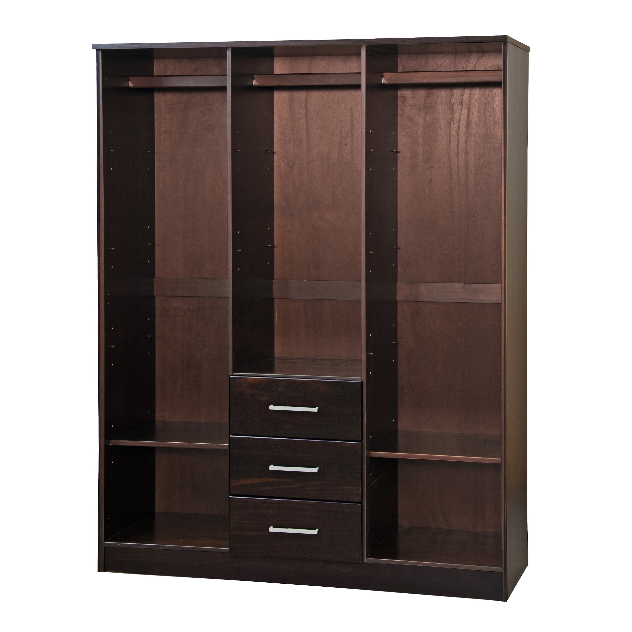 Palace Imports 100% Solid Wood Cosmo 3-Door Wardrobe Armoire with Solid Wood or Mirrored Doors