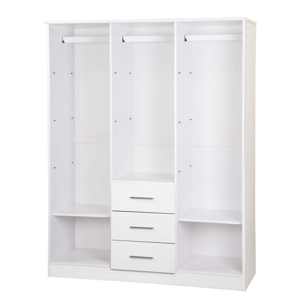 Palace Imports 100% Solid Wood Cosmo 3-Door Wardrobe Armoire with Solid Wood or Mirrored Doors