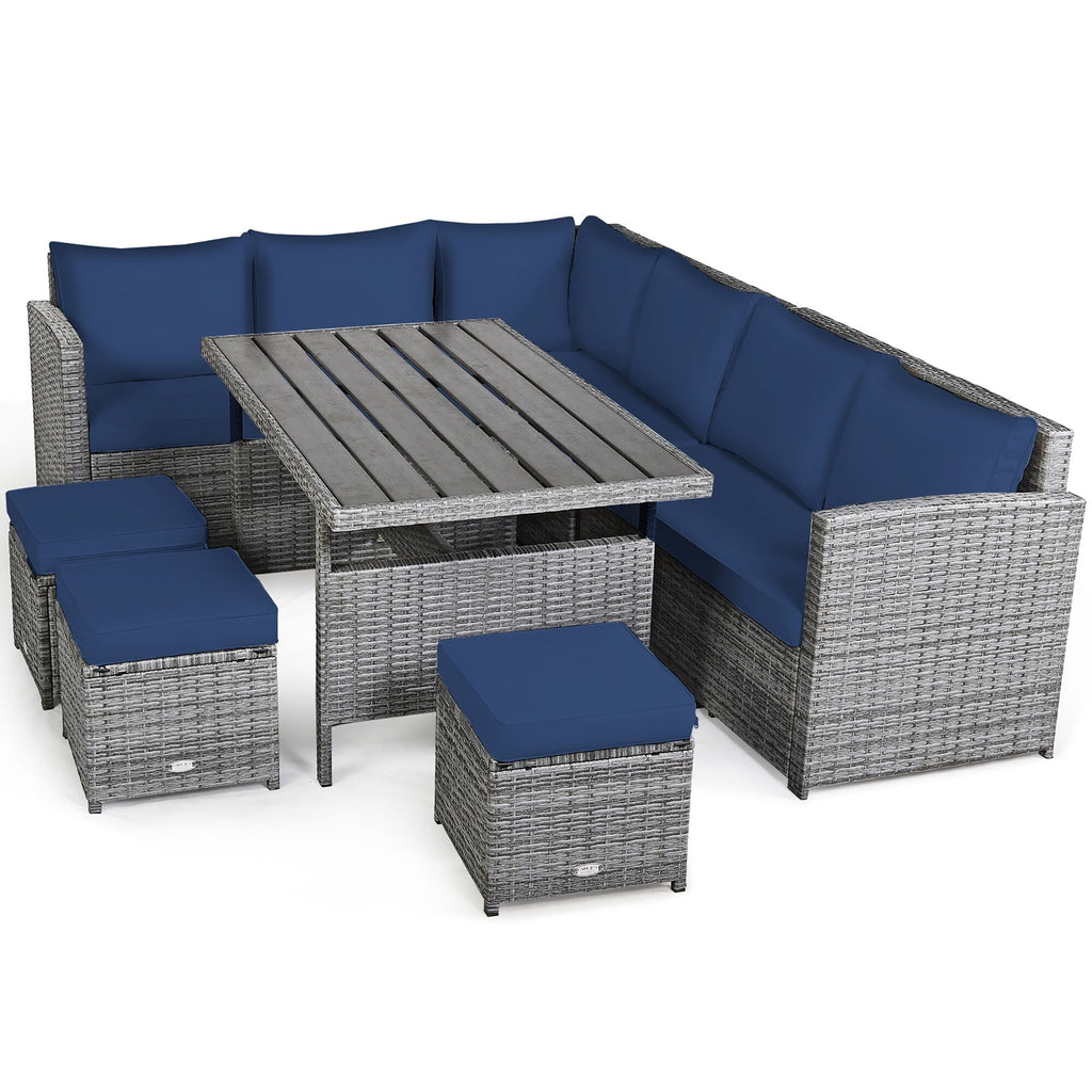 Costway 7 PCS Patio Rattan Dining Set Sectional Sofa Couch Ottoman - See Details