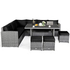 Costway 7 PCS Patio Rattan Dining Set Sectional Sofa Couch Ottoman - See Details