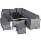 Costway 7 PCS Patio Rattan Dining Set Sectional Sofa Couch Ottoman - See Details