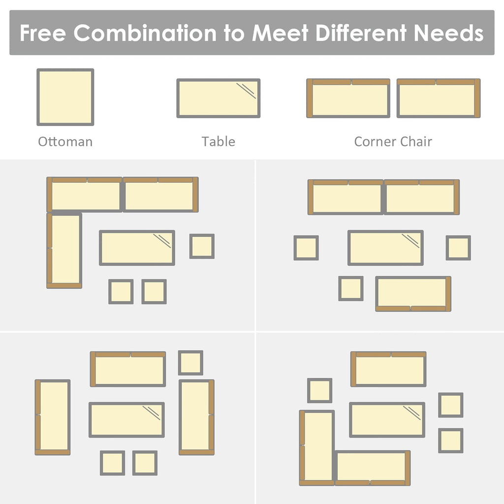 Costway 7 PCS Patio Rattan Dining Set Sectional Sofa Couch Ottoman - See Details