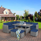 Costway 7 PCS Patio Rattan Dining Set Sectional Sofa Couch Ottoman - See Details