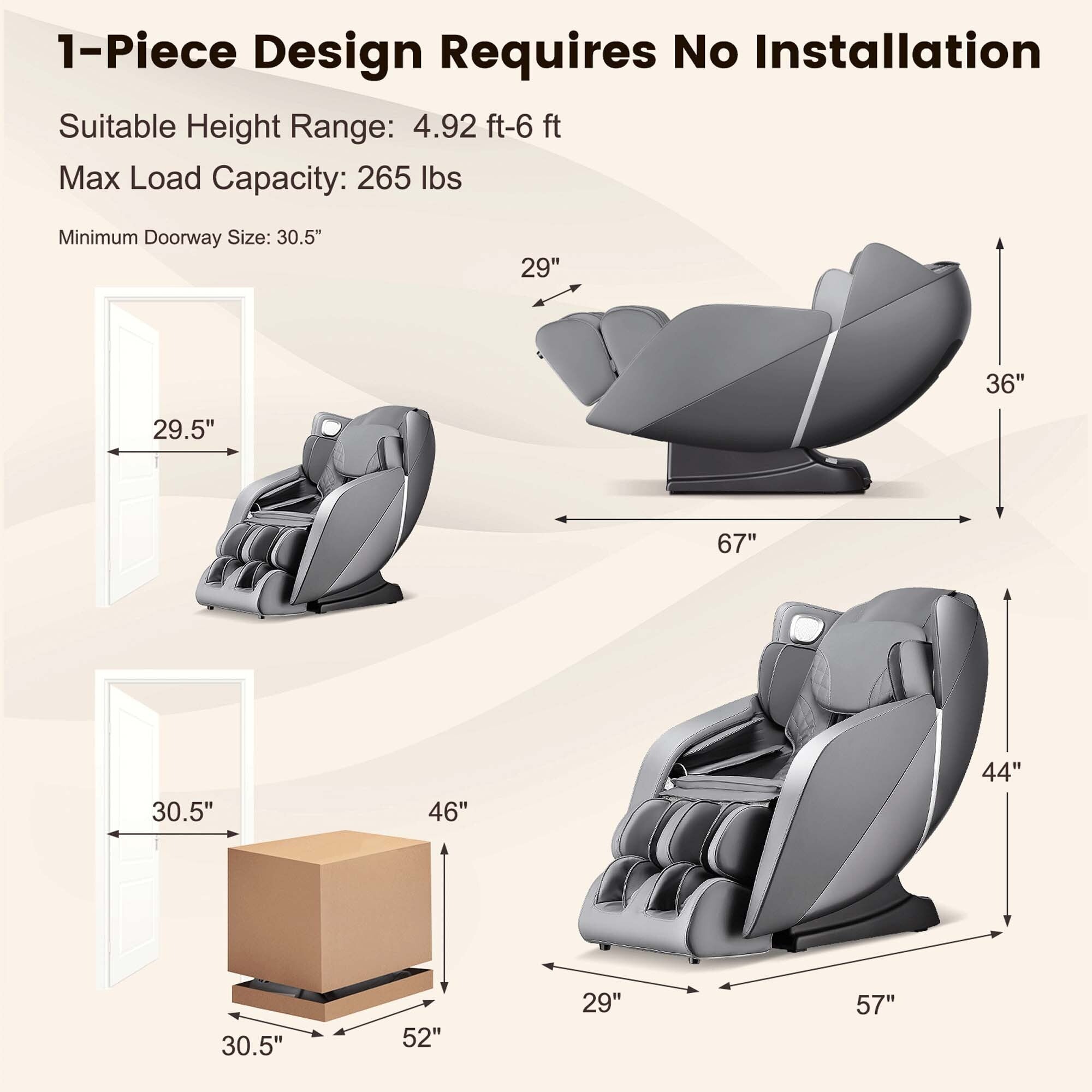 Costway Full Body Massage Chair with Voice Control Heat Foot Roller