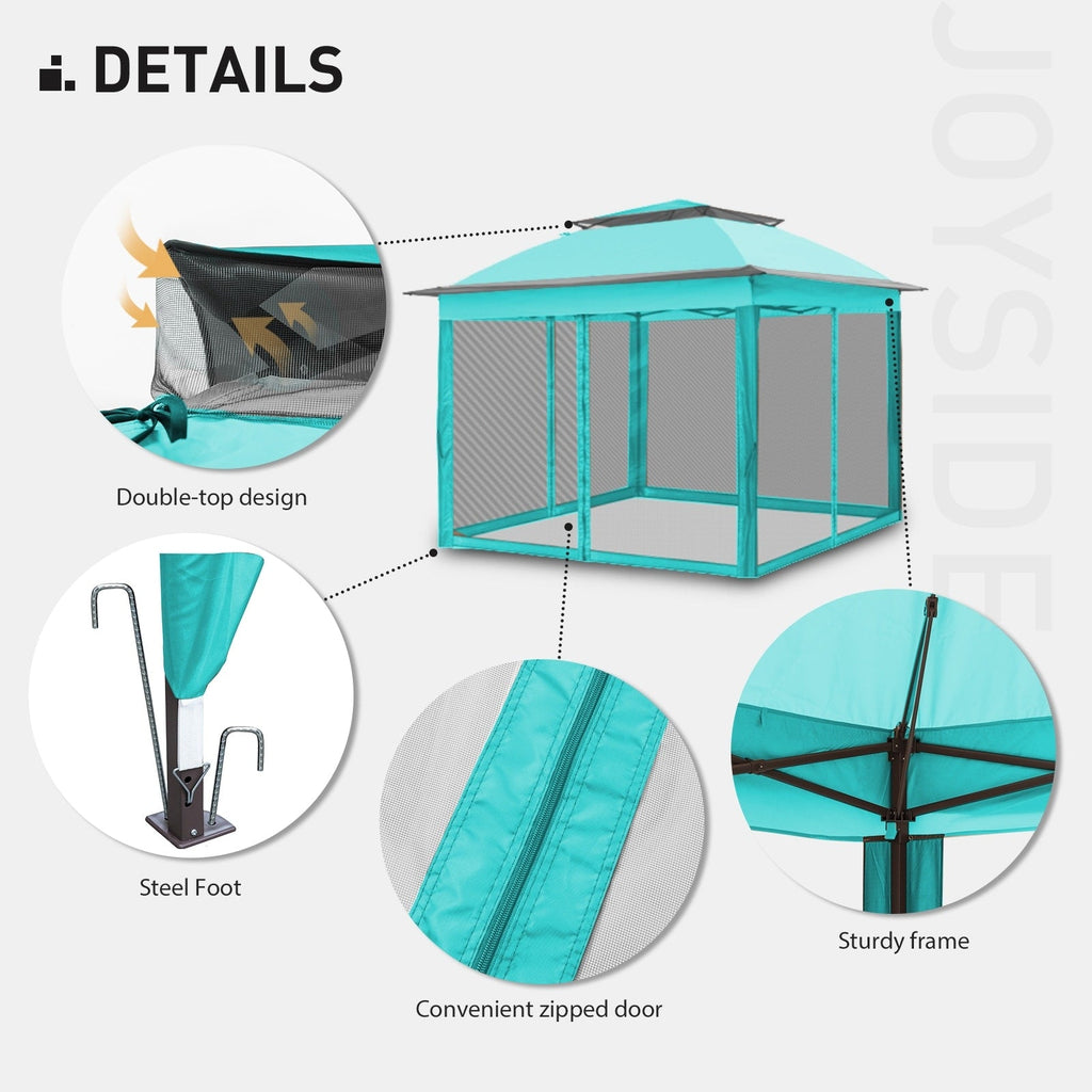 Cozywor 11 ft. x 11 ft. Pop-Up Steel Gazebo with Mosquito Netting