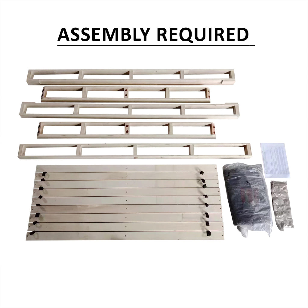 CraftPorch Solid Wood 5-Inch Box Spring Foundation with Wood Slats with Warm Grey Linen Cover