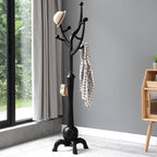 Tree-branch Rubberwood Freestanding Coat Rack with 8 Hooks - 24.5W x 70.87H