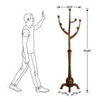 Tree-branch Rubberwood Freestanding Coat Rack with 8 Hooks - 24.5W x 70.87H