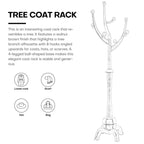 Tree-branch Rubberwood Freestanding Coat Rack with 8 Hooks - 24.5W x 70.87H