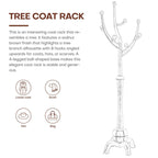 Tree-branch Rubberwood Freestanding Coat Rack with 8 Hooks - 24.5W x 70.87H