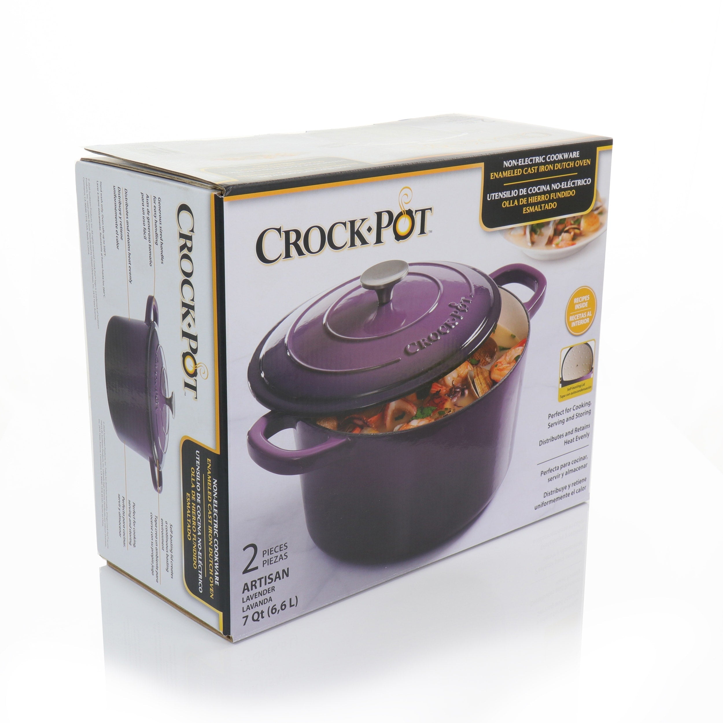 Crock-Pot Artisan 2 Piece 5 Quart Enameled Cast Iron Dutch Oven with Lid in Lavender