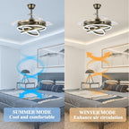 Cusp Barn 42 Retractable Ceiling Fan with Lights and Remote DIY Shape Fandelier Modern Silent DC Motor LED Ceiling Light