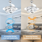 Cusp Barn 42 Retractable Ceiling Fan with Lights and Remote DIY Shape Fandelier Modern Silent DC Motor LED Ceiling Light
