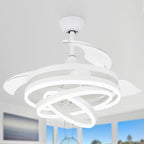 Cusp Barn 42 Retractable Ceiling Fan with Lights and Remote DIY Shape Fandelier Modern Silent DC Motor LED Ceiling Light